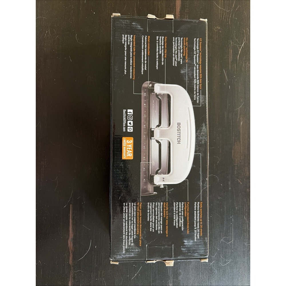 PAPERPRO BOSTITCH OFFICE EZ SQUEEZE 3-HOLE PUNCH, 20 SHEET CAPACITY - GRAY - Picture 2 of 4